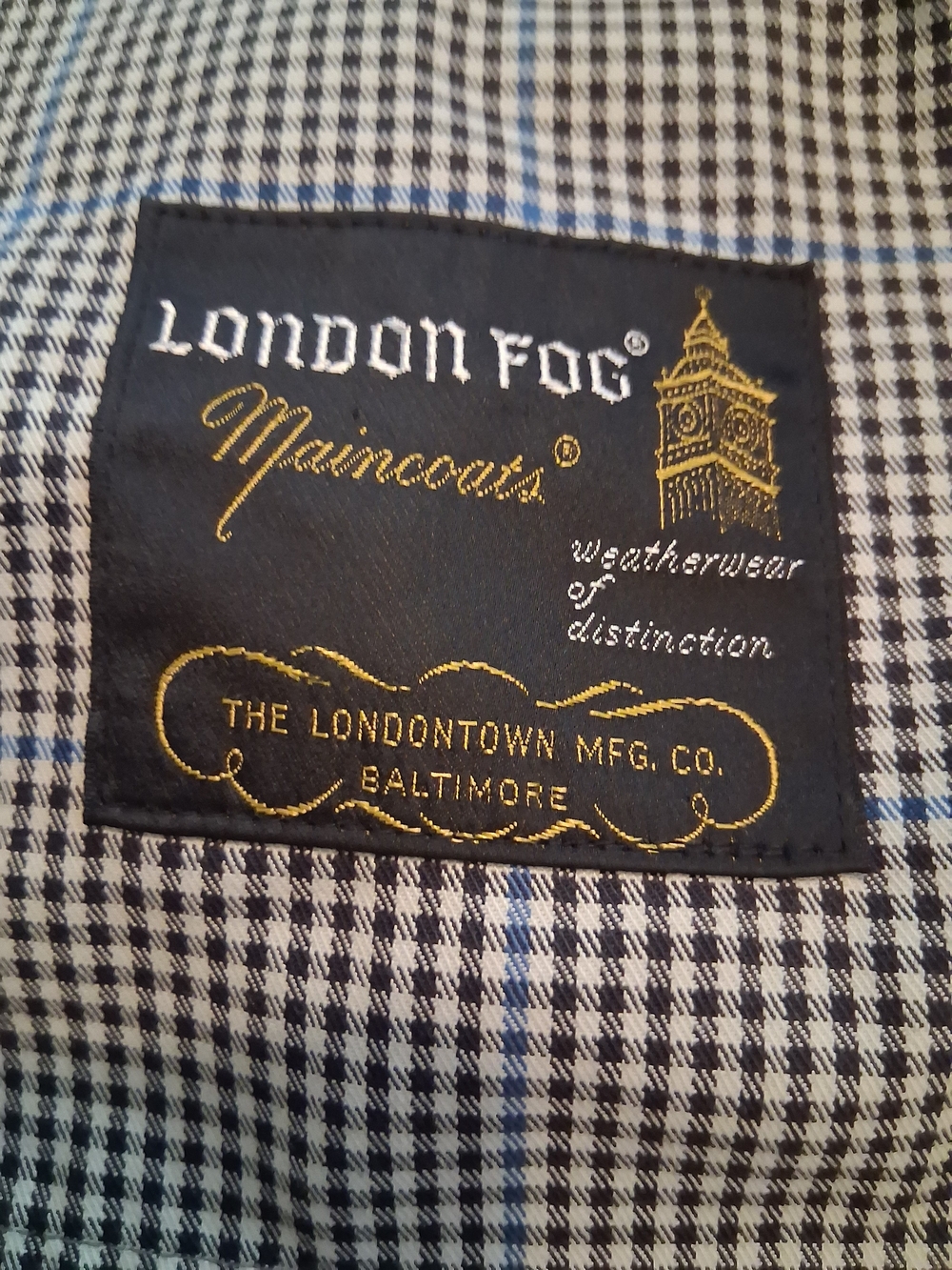 Men's Vintage Houndstooth London Fog Overcoat Size 40 Reg Ivy Academia Preppy - Picture 7 of 8